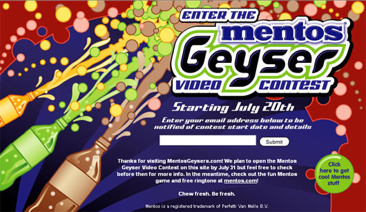 MEntos Geyser contest