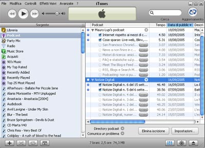 Podcasting su iTunes 5.0